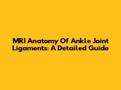 MRI Anatomy Of Ankle Joint Ligaments: A Detailed Guide